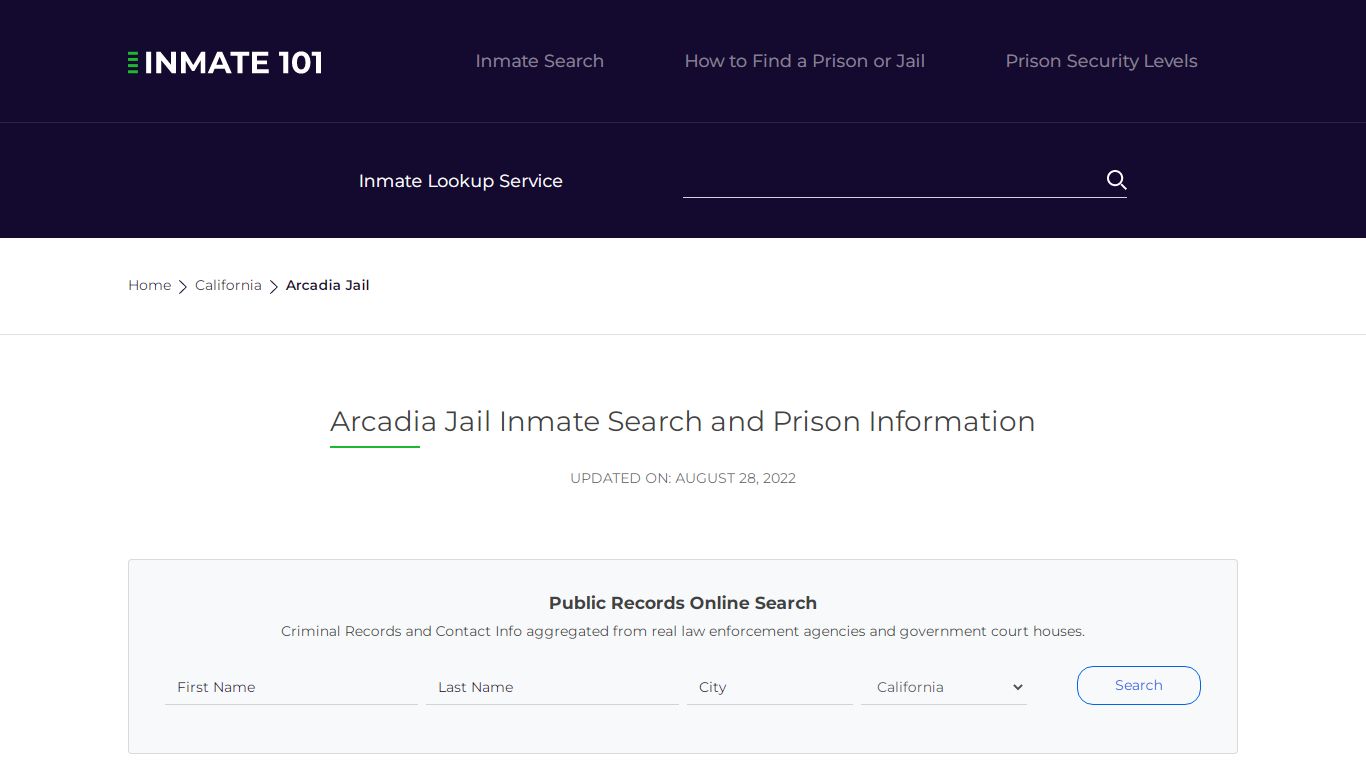 Arcadia Jail Inmate Search and Prison Information